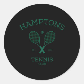 Pegatina Redonda Hampton New York Preppy Tennis Club