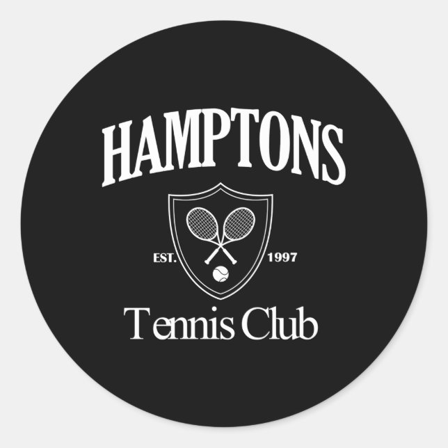 Pegatina Redonda Hamptons Tennis Club Preppy Style (Anverso)
