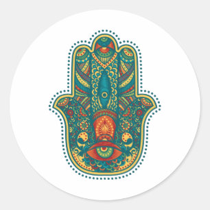 Pegatina Redonda Hamsa