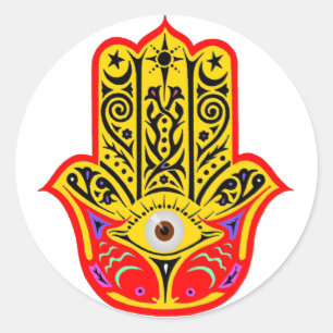 Pegatina Redonda Hamsa - Hamsa mágico
