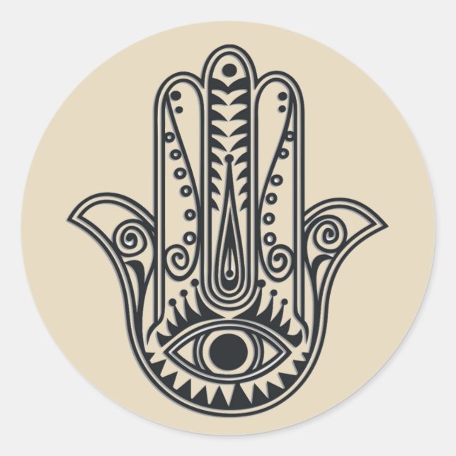 Pegatina Redonda Hamsa Hand (Anverso)