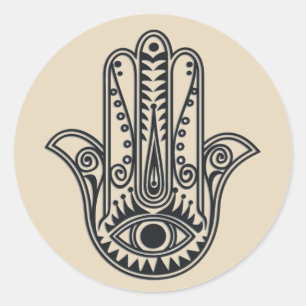 Pegatina Redonda Hamsa Hand