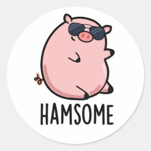 Pegatina Redonda Hamsome Funny Pig Pun