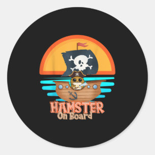 Pegatina Redonda Hamster a bordo Pirate Gracioso Me Encanta Hamster