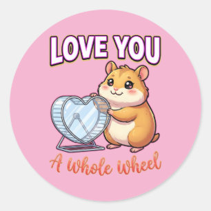Pegatina Redonda Hamster adorable de San Valentín: te quiero toda u
