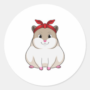 Pegatina Redonda Hamster con Bandana