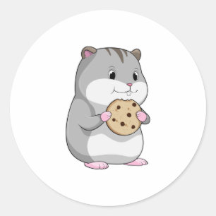 Pegatina Redonda Hamster con Cookie