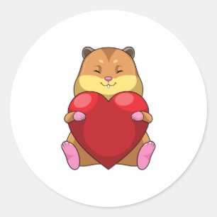 Pegatina Redonda Hámster con corazón