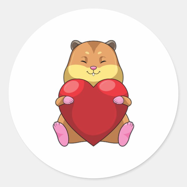 Pegatina Redonda Hámster con corazón (Anverso)