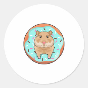 Pegatina Redonda Hamster con Donut