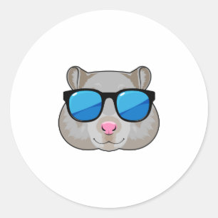 Pegatina Redonda Hamster con gafas de sol