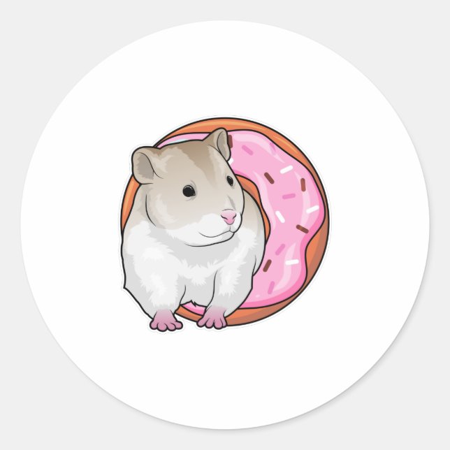 Pegatina Redonda Hamster Donut (Anverso)