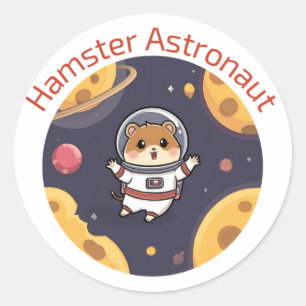 Pegatina Redonda Hámster en el espacio - Arte Astronauta lindo y qu