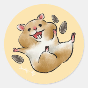 Pegatina Redonda Hamster Feliz