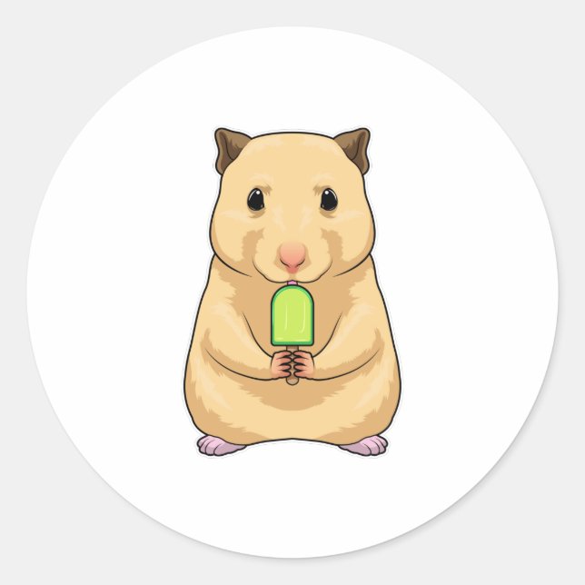 Pegatina Redonda Hamster Popsicle (Anverso)