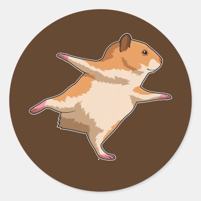 Pegatina Redonda Hamster Yoga Meditation Fitness (Anverso)
