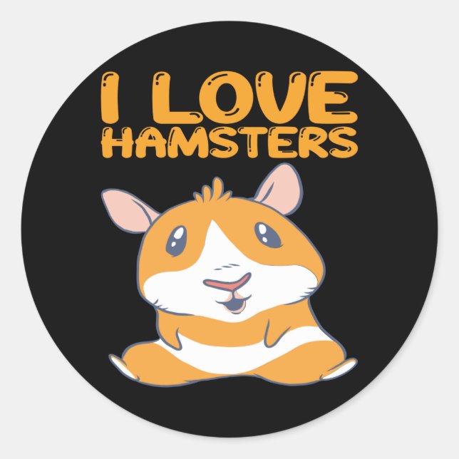 Pegatina Redonda Hamsters - Amo Hamsters (Anverso)