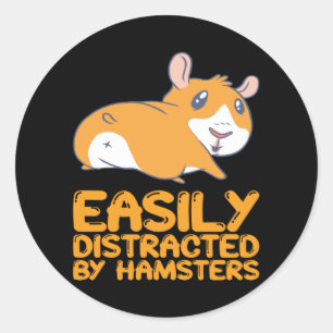 Pegatina Redonda Hámsters - Distraídos Fácilmente Por Hámsters