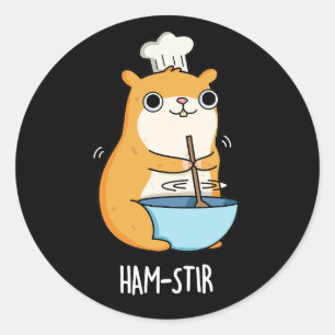Pegatina Redonda Hamstir Funny Hamster Pun Dark BG