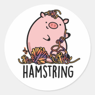 Pegatina Redonda Hamstring Funny Pig Pun