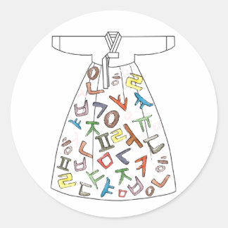 Pegatina Redonda Hanbok con letras coreanas