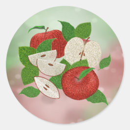 Pegatina Redonda Hand-Drawn Apple Stickers – Rustic Modern