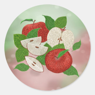 Pegatina Redonda Hand-Drawn Apple Stickers – Rustic Modern