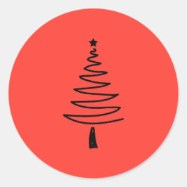 Pegatina Redonda Hand Drawn christmas tree