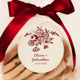 Pegatina Redonda Hand Drawn Doodles Floral Wedding