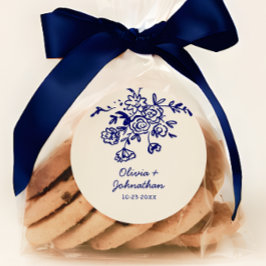 Pegatina Redonda Hand Drawn Doodles Floral Wedding