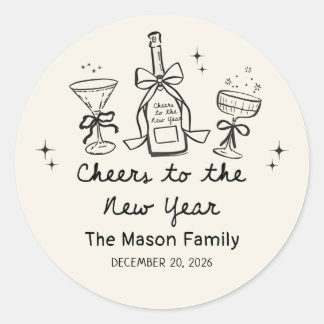Pegatina Redonda Hand Drawn New Year's Eve Party Sticker