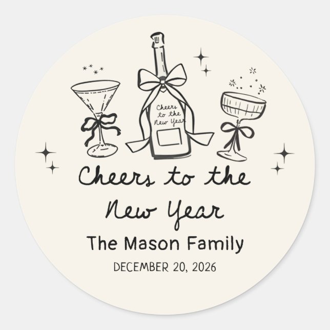 Pegatina Redonda Hand Drawn New Year's Eve Party Sticker (Anverso)