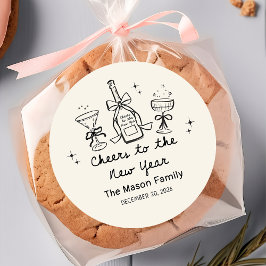 Pegatina Redonda Hand Drawn New Year's Eve Party Sticker