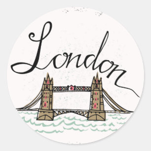 Pegatina Redonda Hand Lettered London Bridge