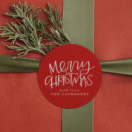 Pegatina Redonda Hand Lettered Merry Christmas