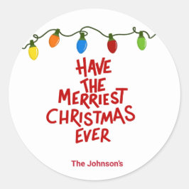 Pegatina Redonda Hand Lettered Merry Christmas Round Sticker