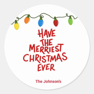 Pegatina Redonda Hand Lettered Merry Christmas Round Sticker