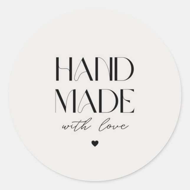 Pegatina Redonda Hand Made With Love Simple Sticker – Small Busines (Anverso)