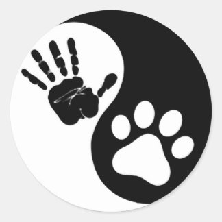 Pegatina Redonda Hand Paw Yin Yang
