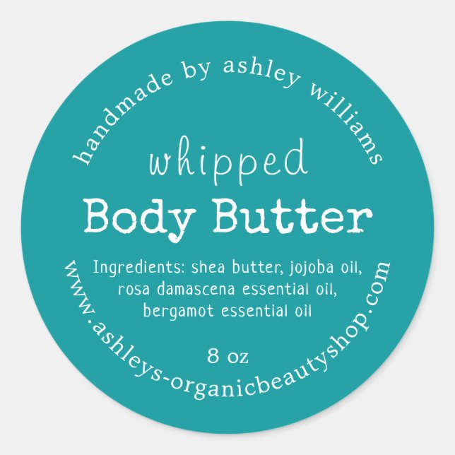 Pegatina Redonda Handmade Body Butter Organic Business Green (Anverso)