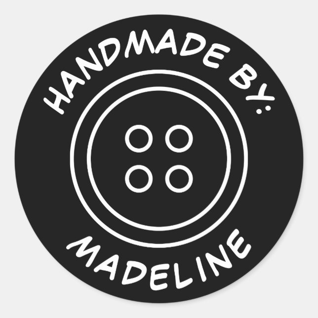 Pegatina Redonda Handmade by | Añadir su nombre (Anverso)