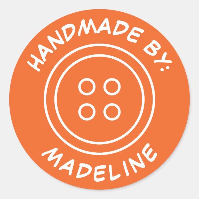 Pegatina Redonda Handmade by | Añadir su nombre (Anverso)