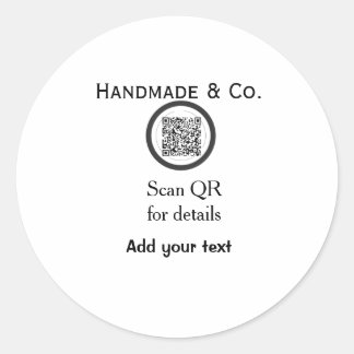 Pegatina Redonda Handmade company business Scan QR details name dat