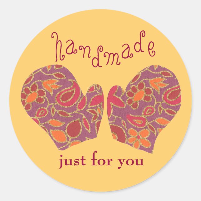 Pegatina Redonda "Handmade Just for You" sticker (Anverso)