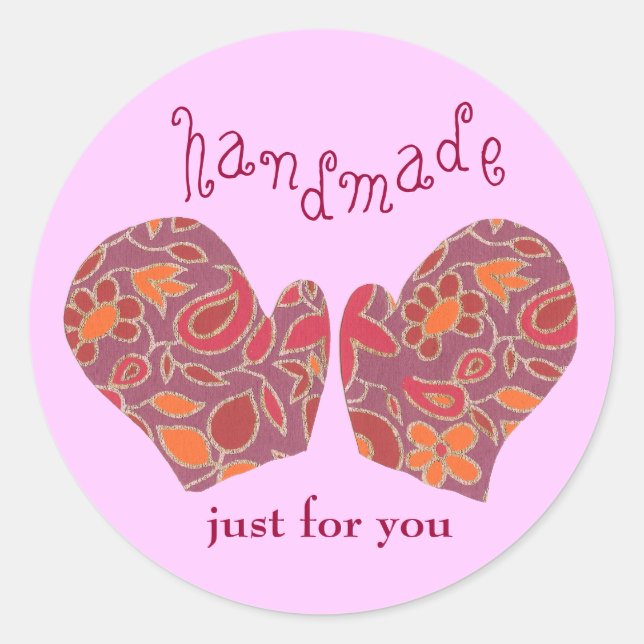 Pegatina Redonda "Handmade Just for You" sticker (Anverso)
