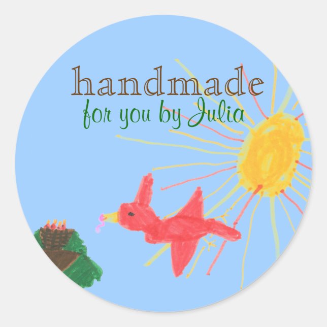 Pegatina Redonda "Handmade" label (Anverso)