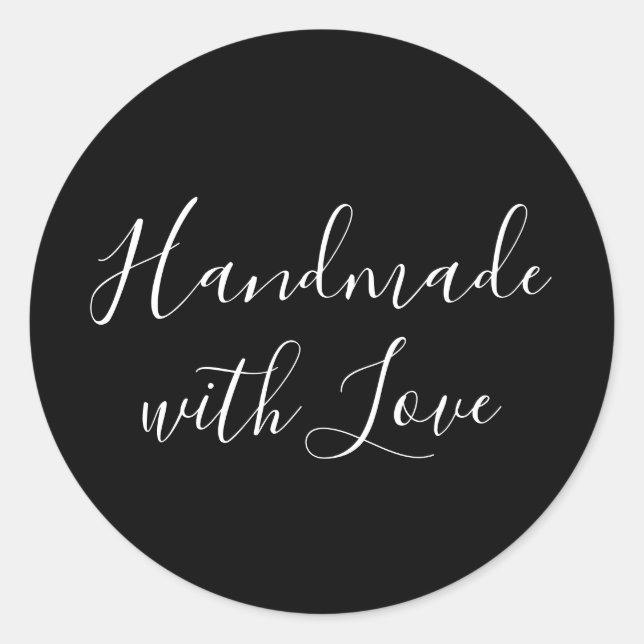 Pegatina Redonda Handmade with Love | Black and White Sticker (Anverso)