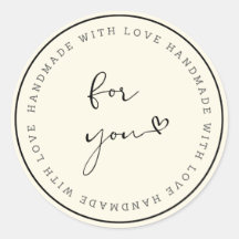 Handmade With Love Circle Sticker 