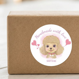 Pegatina Redonda Handmade with Love Dog Sticker – Pastel Label