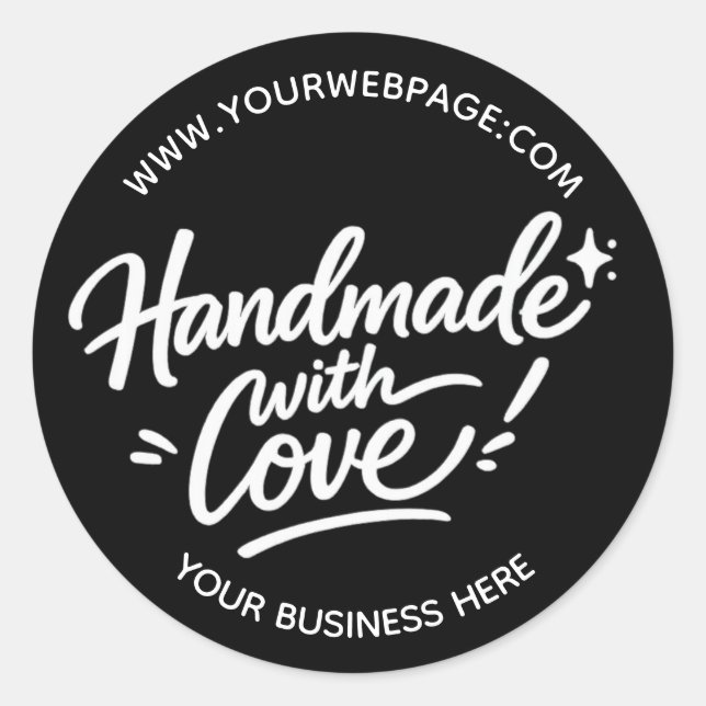 Pegatina Redonda Handmade With Love Packaging Sticker (Anverso)
